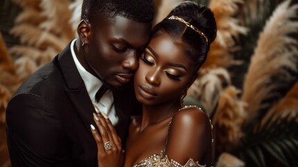 Elegant Evening Dress for African Couple in Love: A Passionate Affair