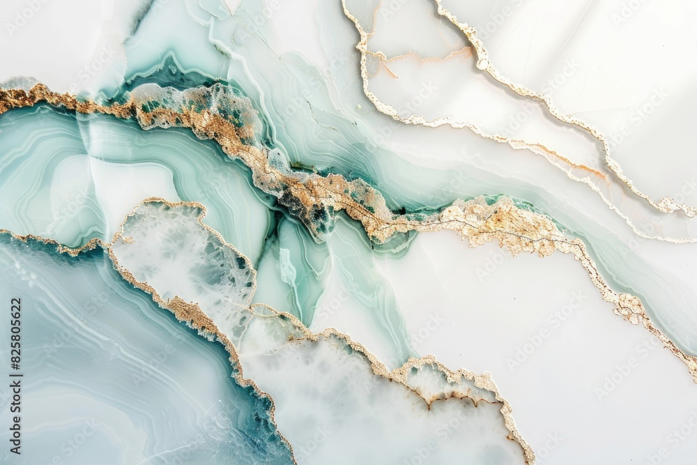 Poster Detailed view of a marble surface with striking gold accents creating an abstract pattern
