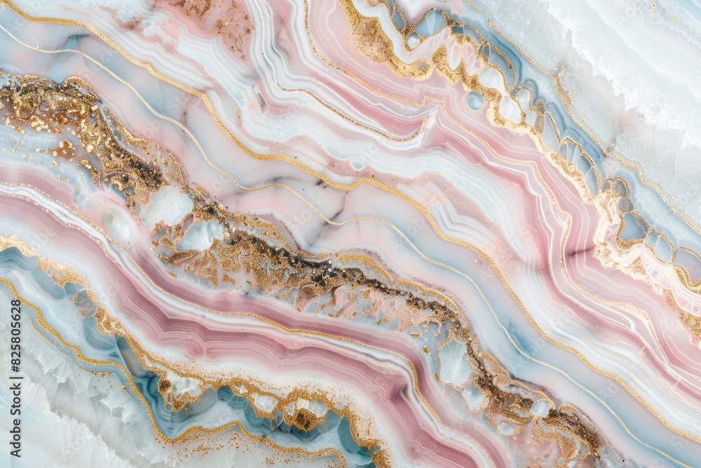 Poster detailed close up of abstract pink marble surface with intricate patterns and textures