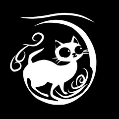 silhouette cat logo template simple design for brand or business 
