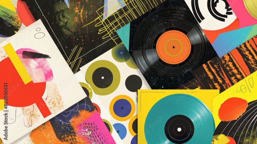 Poster a collage of different record sleeves each one featuring a different style of design from minimalist