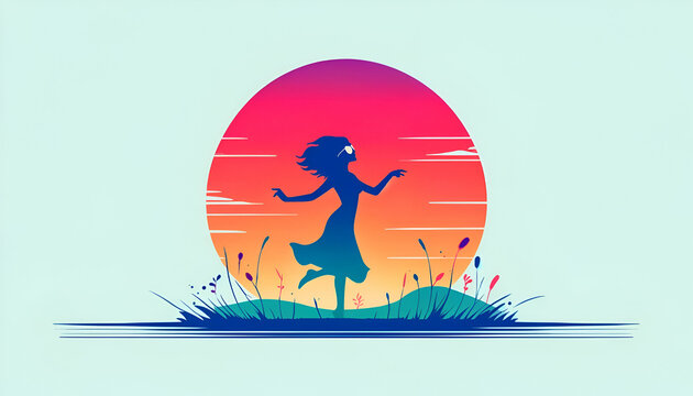 Independent woman empowerment concept idea digital illustration vector art Wallpaper HD Background Generative AI