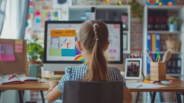 Students study online via Zoom through distance learning videos.