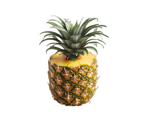 Fototapeta premium Pineapples isolated transparent background and Sliced ananas pineapple with drops of juice falling. Ai generative.