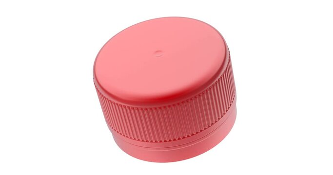 Rotating red plastic pet bottle cap - 3D animation seamlessly loopable
