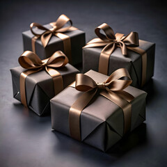 Obraz premium gifts with black ribbon against black background