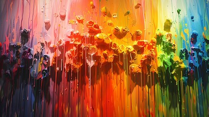 Vibrant display of multi-colored paint splatters, creating a dynamic and visually stimulating backdrop