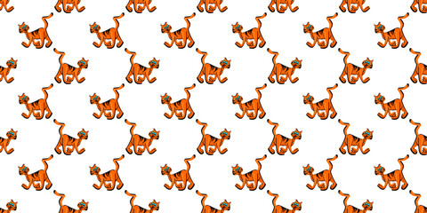 Pattern of Orange Color Cartoon cat art