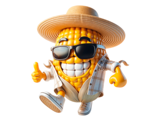 3D corn cob Saint John with dancing hat and sunglasses