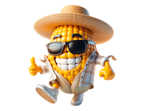 3D corn cob Saint John with dancing hat and sunglasses