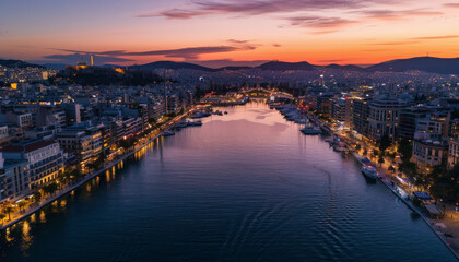 Fototapeta premium sunset over the river