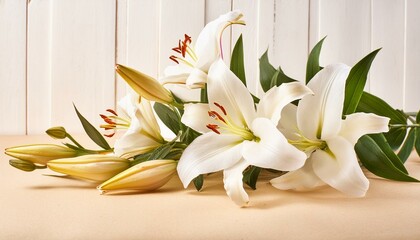 close up of white lily, lily of the valley on wooden background, bouquet of tulips on a white, bouquet of white flowers, bouquet of lilies of the valley, coffin is decorated with branch of white lilie