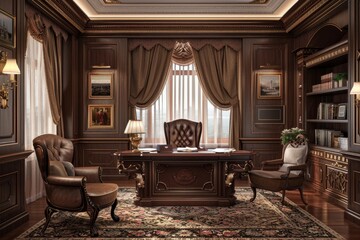 Classical Office Workspace Interior
