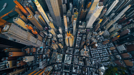 Aerial view of dense urban cityscape