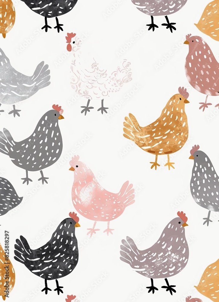 Wall mural seamless poultry pattern - Wall murals