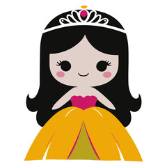 Princess cartoon character, isolated on white
