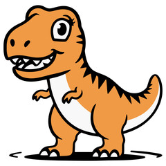 Cute dinosaur isolated on white, cartoon illustration