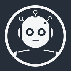 Fototapeta premium Robot sticker in black and white, cartoon illustration