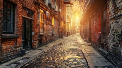 Fototapeta premium Old town street in a quiet city