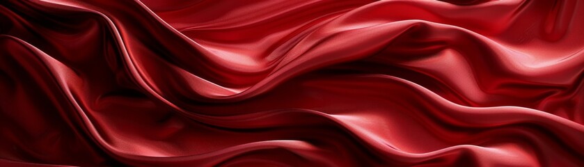 Obraz premium A luxurious red silk satin fabric drapes with soft elegant folds 