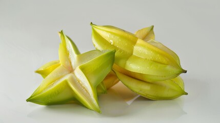 Fototapeta premium A bunch of star fruit with the green part of the fruit visible