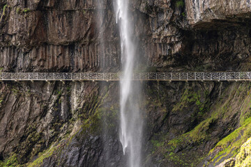 Mountain waterfall, Wawushan National Forest Park, Meishan city, Sichuan province, China