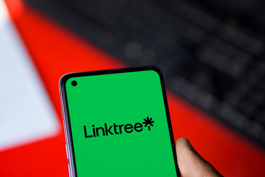 Dhaka, Bangladesh- 24 May 2024: Linktree logo is displayed on smartphone.