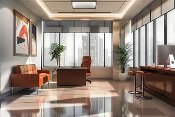 Fototapeta premium modern office interior by generative ai