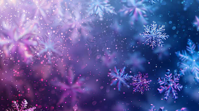 Snowflakes fall, creating a winter atmosphere