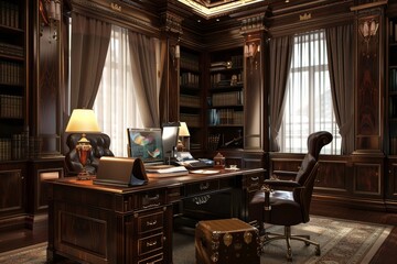 Classical Office Workspace Interior