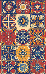 2d vector illustrator colorful vintage Seamless hi res Portuguese tiles Artwork

