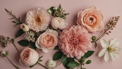 Pink Flower Border on Pink Background
