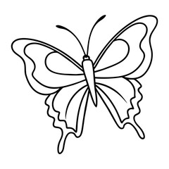 butterfly drawing outline on transparent background