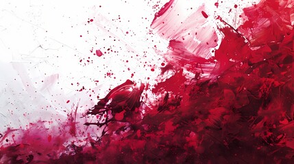 Vibrant ruby hues splattered across a backdrop of pure white, creating a visually stunning contrast that captivates the eye