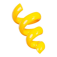 3D yellow spiral line on isolated background. Stock vector illustration.