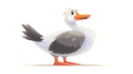 Fototapeta premium Cartoon duck character smiling on a white background