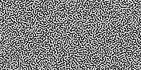 Abstract truing organic wallpaper Turing reaction diffusion monochrome seamless pattern with chaotic motion. Generative algorithm psychedelic background. Reaction-diffusion or truing pattern formation