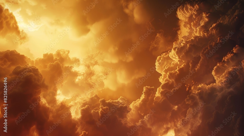 Wall mural the sky filled with thick dark pyrocumulus clouds towering above.