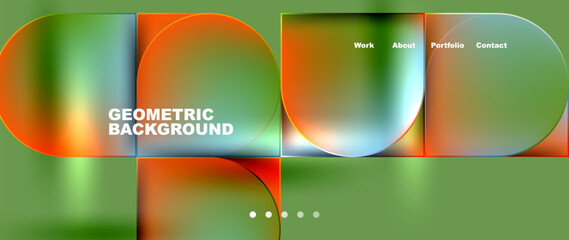 Bright colorful squares with round elements minimal geometric background. Vector Illustration For Wallpaper, Banner, Background, Card, Book Illustration, landing page