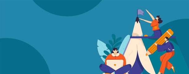 Education and learning people flat vector concept hand drawn illustration
