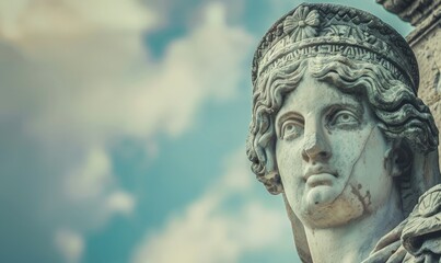 Obraz premium ancient greek statue against cloudy sky