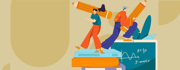 Education and learning people flat vector concept hand drawn illustration
