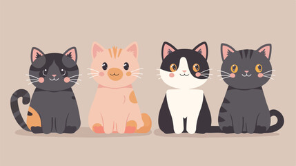 Illustration Four of Cute Cats Vector illustration. vector