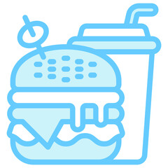 Burger blue color icon, related to street food theme. use for modern concept, web and app development
