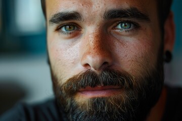 Obraz premium Intense gaze of a bearded man
