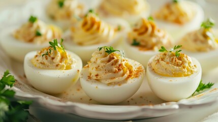 Delicious deviled eggs on a plate