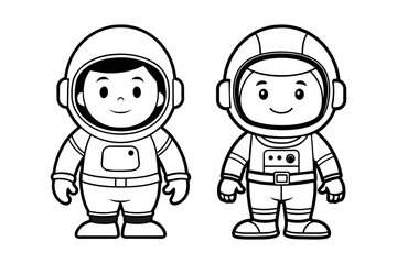 2 astronaut outline vector illustration