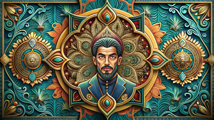 Arabesque Style Background Design Luxury Royal Floral Ornamental Mandala in Dynamic Colors.