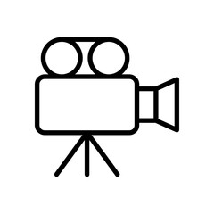 Video camera line icon. Video icon. Video and movies icon isolated on white background. Transparent background, minimalist symbol. Vector images