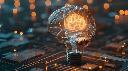 Brain Silhouette Illuminated by Futuristic Circuit Board Designs in Synthwave Digital Art for Mobile Wallpaper